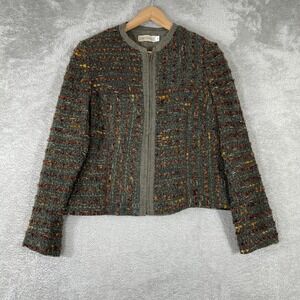 Canvasbacks Jacket Womens 12 Gray Wool Blend Textured Tweed Zip Up Vintage